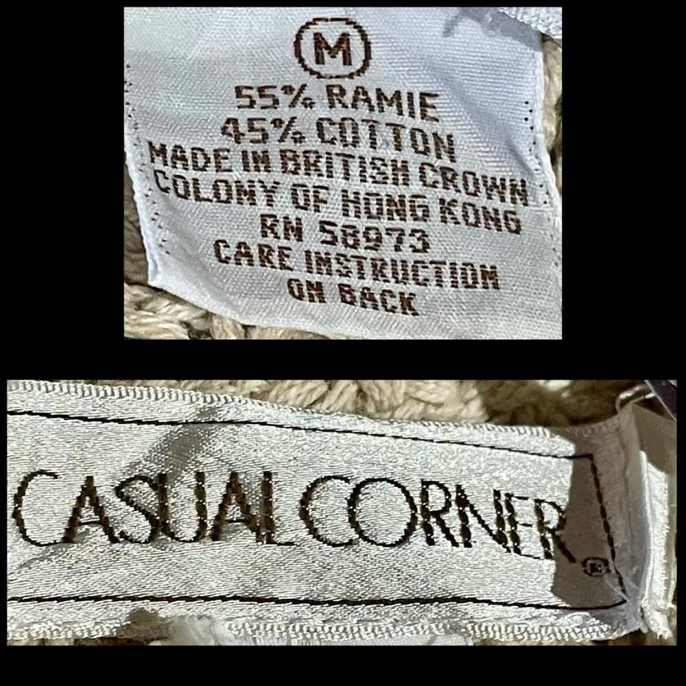 ▪️VTG▪️CASUAL CORNER▪️90's Cotton Blend Light Tan Mock Collar Cable Knit Sweater - Picture 5 of 5